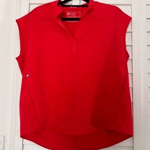 Figs Rafaela Oversized Scrub Top Small Pop Red